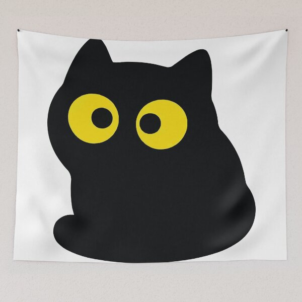 Item preview, The Void Stares Back - Minimalist Black Cat Blob designed and sold by Petzzz.