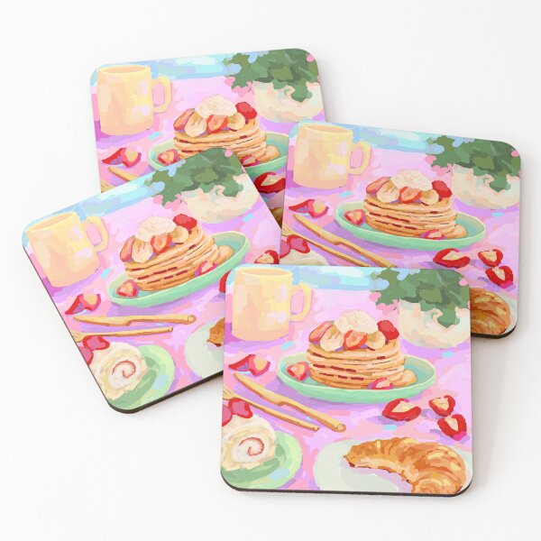 Item preview, Colorful Breakfast Illustration with Pancakes, Croissant & Coffee Mug designed and sold by Naine  M..