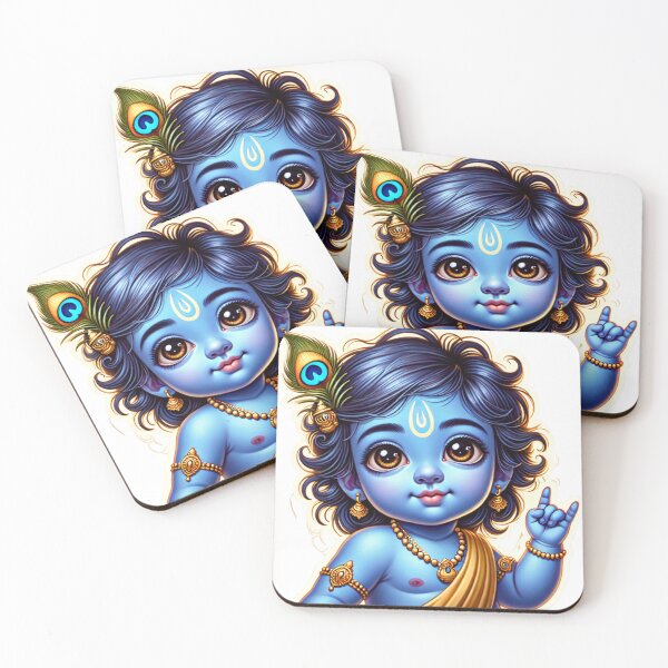 Item preview, Playful Cool Baby Krishna Sticker | Sacred Apana Mudra | Gopal Little Krishna designed and sold by Sarasvati’s Divine Art.