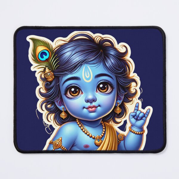 Item preview, Playful Cool Baby Krishna Sticker | Sacred Apana Mudra | Gopal Little Krishna designed and sold by Sarasvati’s Divine Art.