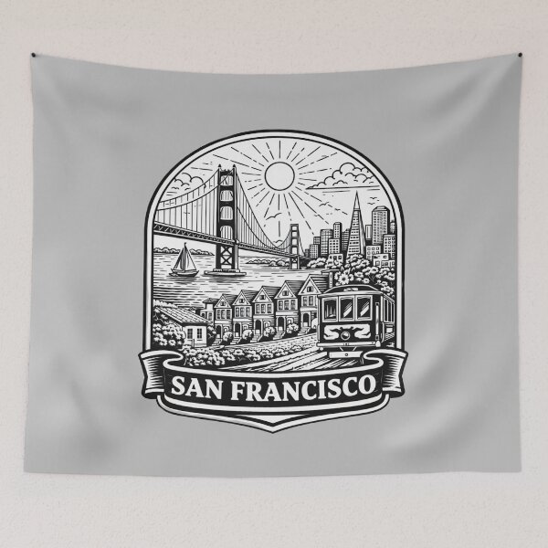 Item preview, San Francisco, California Line Art Illustration designed and sold by Myra365Art.