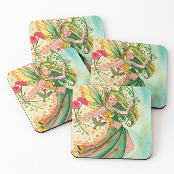 Item preview, Green Ferie with flowers and birds designed and sold by Chloe Nyiri.