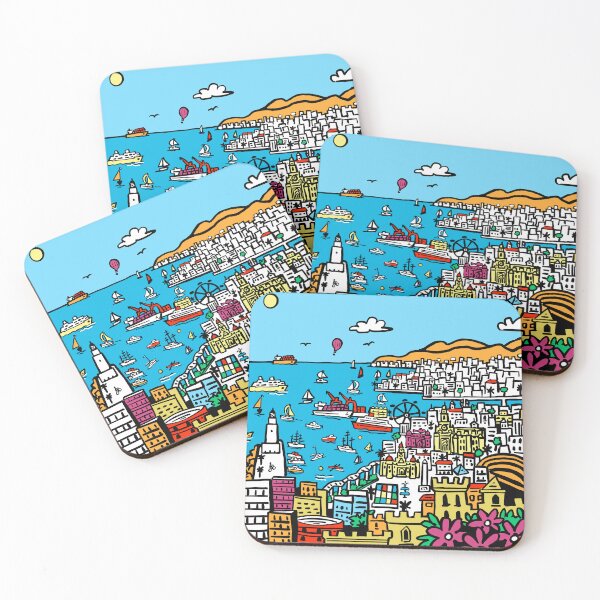 Item preview, Malaga City Spain Drawing designed and sold by Traveldrawings.