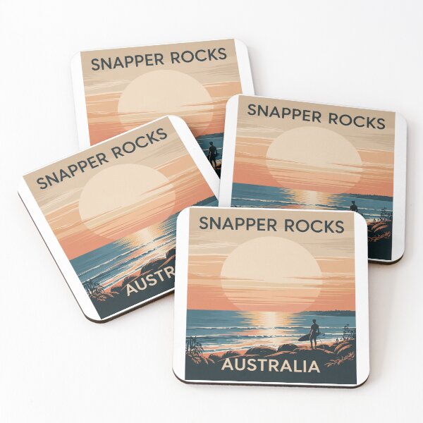 Item preview, Snapper Rocks Australia Vintage Surf Poster - Gold Coast Retro Beach Sticker designed and sold by CircinusStore.