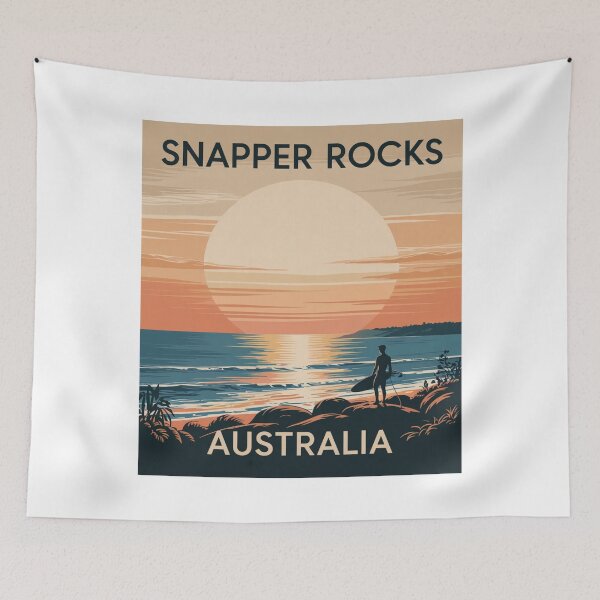 Item preview, Snapper Rocks Australia Vintage Surf Poster - Gold Coast Retro Beach Sticker designed and sold by CircinusStore.
