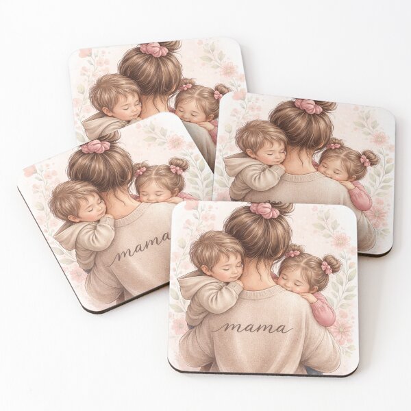 Item preview, Mama Life – Mother with Two Children Illustration designed and sold by Alexamarin.