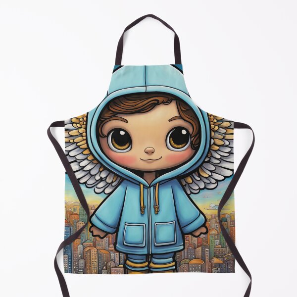 Item preview, Angel with wings wearing a hoodie flying above a city designed and sold by Colin Bentham.