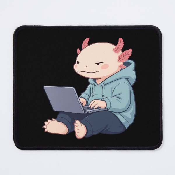 Item preview, Programmer Axolotl – Calm Coding Tech Illustration designed and sold by ColorSplash123.