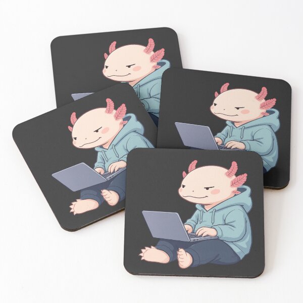 Item preview, Programmer Axolotl – Calm Coding Tech Illustration designed and sold by ColorSplash123.
