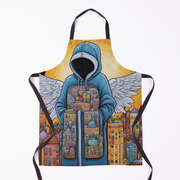 Item preview, Angel with wings wearing a hoodie flying above a city designed and sold by Colin Bentham.