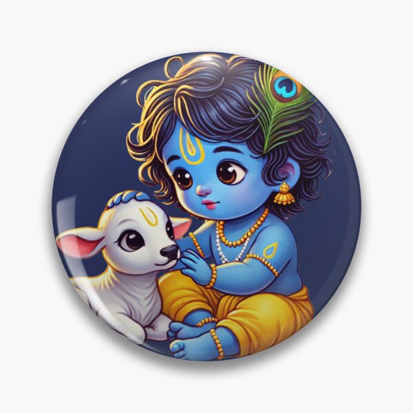 Item preview, Cute Baby Krishna Sticker | Little Krishna with Calf | Adorable Hindu Art designed and sold by Sarasvati’s Divine Art.