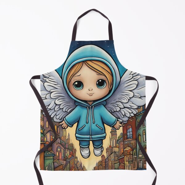Item preview, Angel with wings wearing a hoodie flying above a city designed and sold by Colin Bentham.