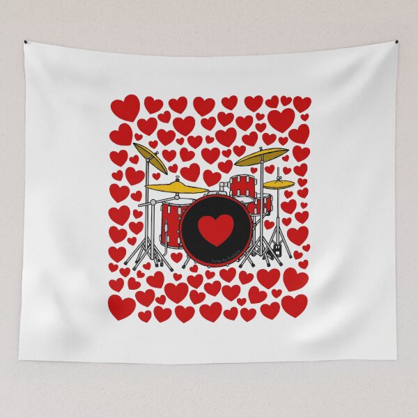 Item preview, Drums With Hearts, Valentines Drummer Musician Wedding designed and sold by doodlerob.