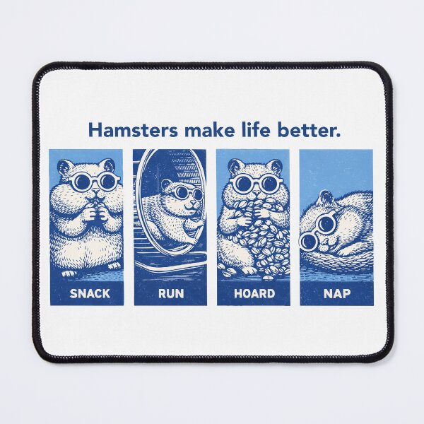 Item preview, Hamsters Make Life Better – Retro Sunglasses Hamster Panels (Snack Run Hoard Nap) designed and sold by BeetleDots.