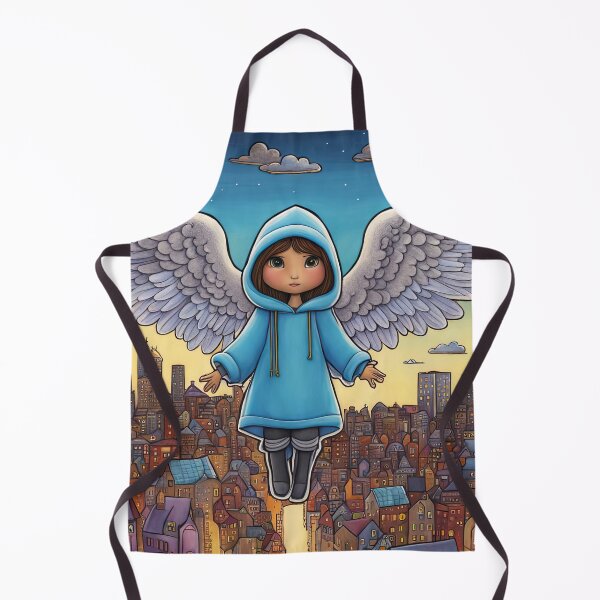 Item preview, Angel with wings wearing a hoodie flying above a city designed and sold by Colin Bentham.