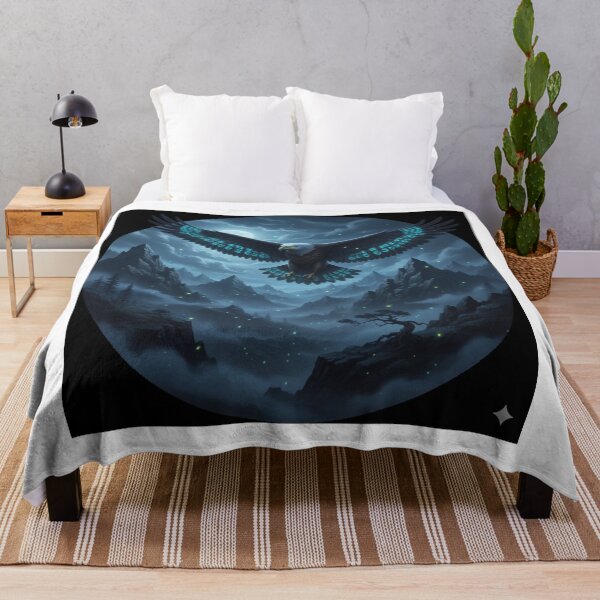 Item preview, Night Eagle Soaring Over Mountains – Dark Fantasy Wildlife designed and sold by NeoTeeFusion.