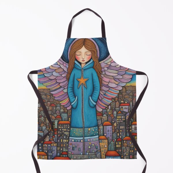 Item preview, Angel with wings wearing a hoodie flying above a city designed and sold by Colin Bentham.