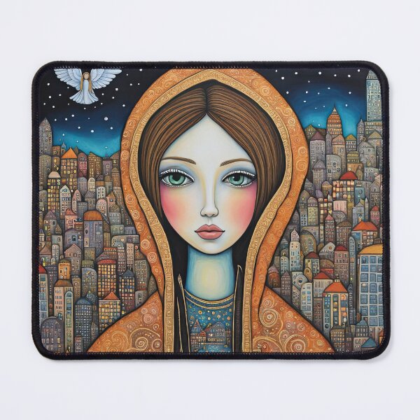 Item preview, Angel with wings wearing a hoodie flying above a city designed and sold by Colin Bentham.