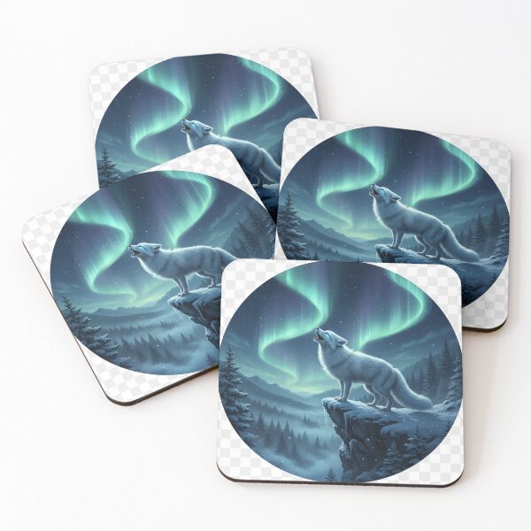 Item preview, Howling Arctic Fox Under Aurora – Dark Fantasy Wildlife designed and sold by NeoTeeFusion.