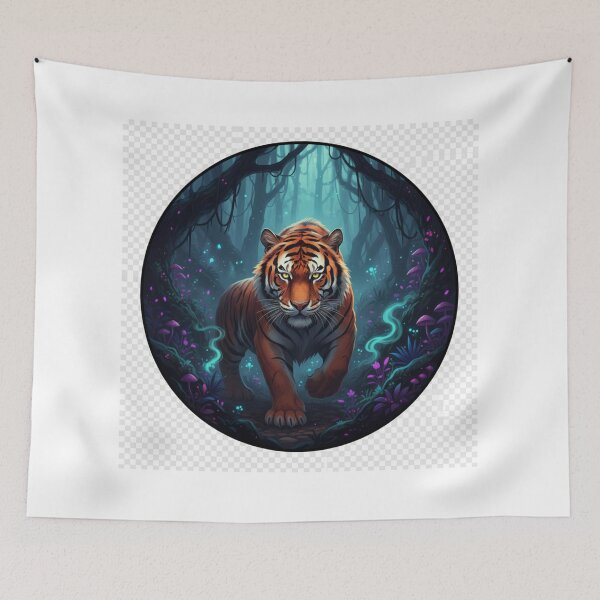 Item preview, Crimson Tiger in Shadowy Jungle – Dark Fantasy Wildlife designed and sold by NeoTeeFusion.