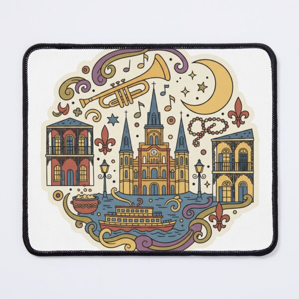 Item preview, New Orleans Doodle Sticker | Retro Jazz City Art designed and sold by Imaginarium of Chaos falcon88 .