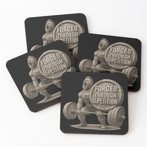 Item preview, Forged Through Repetition - Hardcore Powerlifting Art designed and sold by MKreative Studio.