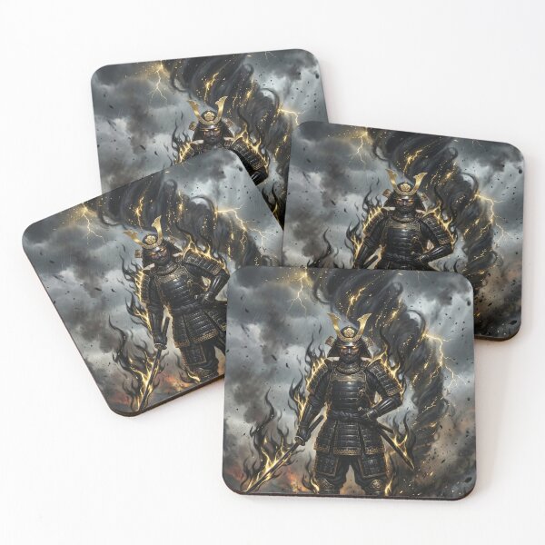 Item preview, Oda Nobunaga – Warlord of the Black Storm | Samurai Warrior Art | Dramatic Japanese Poster | Mori no Akari Series designed and sold by Mori-no-Akari.