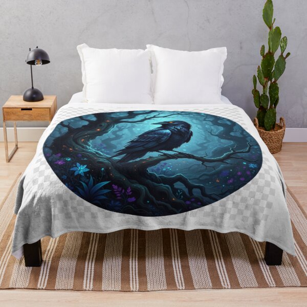 Item preview, Raven Perched on Haunted Tree – Dark Fantasy Wildlife designed and sold by NeoTeeFusion.
