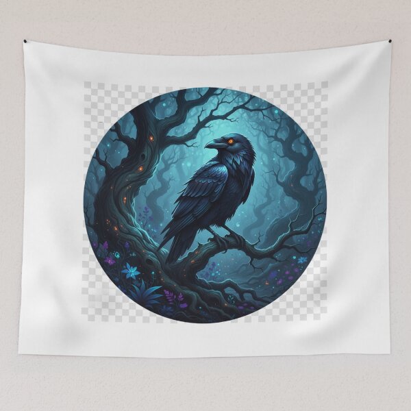 Item preview, Raven Perched on Haunted Tree – Dark Fantasy Wildlife designed and sold by NeoTeeFusion.