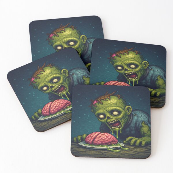 Item preview, Pixel Art Zombie Eating Brain designed and sold by ArtificialAce.