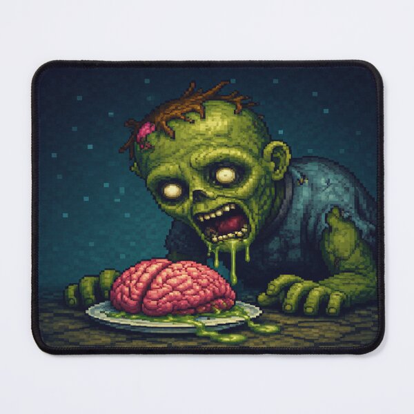 Item preview, Pixel Art Zombie Eating Brain designed and sold by ArtificialAce.
