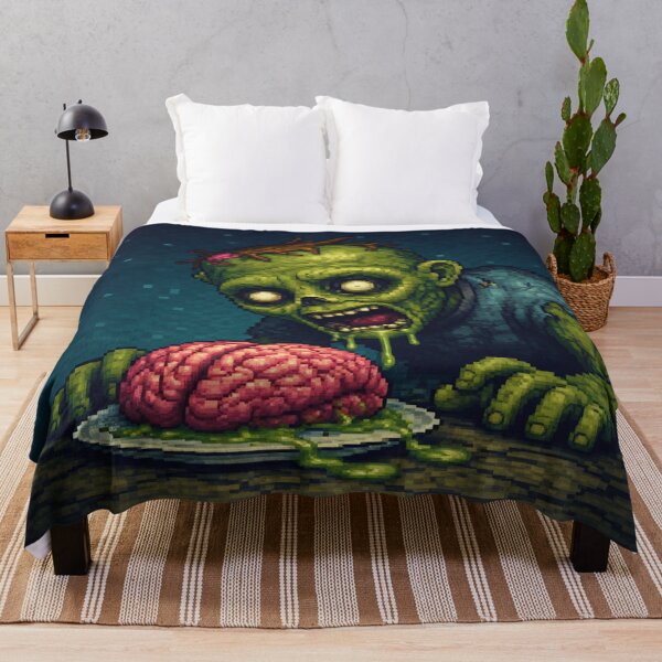 Item preview, Pixel Art Zombie Eating Brain designed and sold by ArtificialAce.