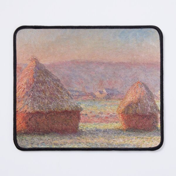 Item preview, Grainstacks, White Frost Effect – Claude Monet | Winter Light Impressionist Masterpiece designed and sold by Art Outlaws.