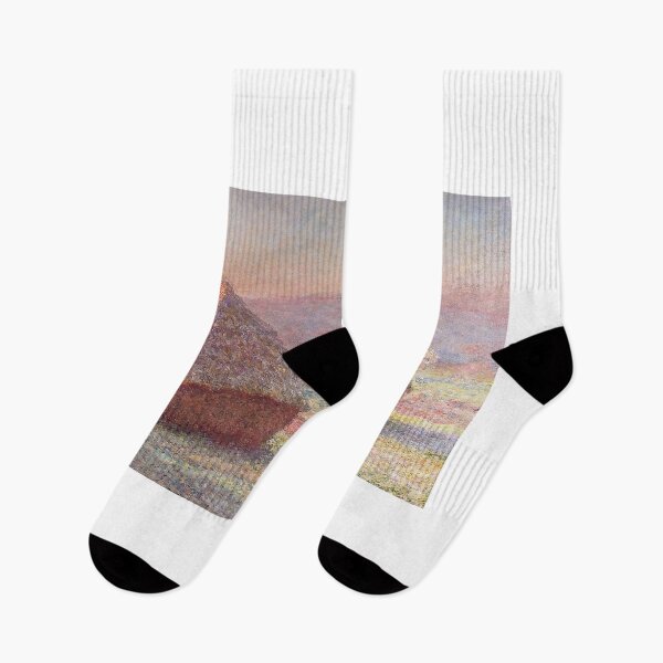 Item preview, Grainstacks, White Frost Effect – Claude Monet | Winter Light Impressionist Masterpiece designed and sold by Art Outlaws.