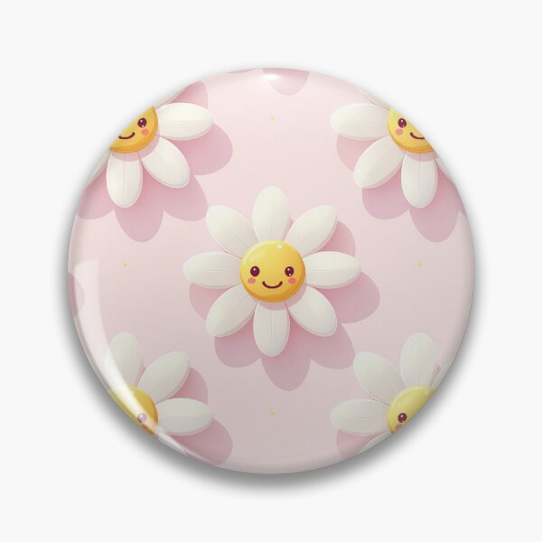 Item preview, Kawaii Smiley Daisy Seamless Pattern – Cute Happy Flowers on Pink designed and sold by Blinkwater Designs.