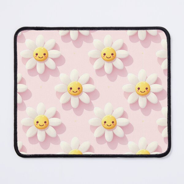 Item preview, Kawaii Smiley Daisy Seamless Pattern – Cute Happy Flowers on Pink designed and sold by Blinkwater Designs.