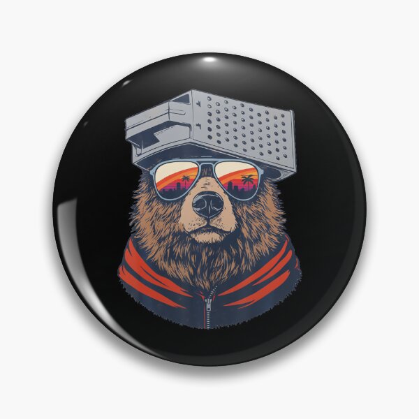Item preview, Retro Bear With Cheese Grater Hat And Sunglasses Sunset Art designed and sold by stanton88.