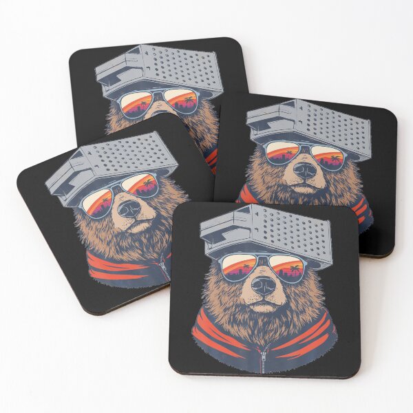 Item preview, Retro Bear With Cheese Grater Hat And Sunglasses Sunset Art designed and sold by stanton88.