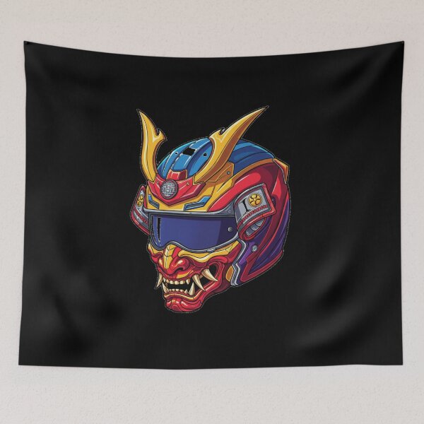 Item preview, Samurai Helmet Anime Biker | Retro Anime Motorcycle Sticker designed and sold by Relatable-Ramen.