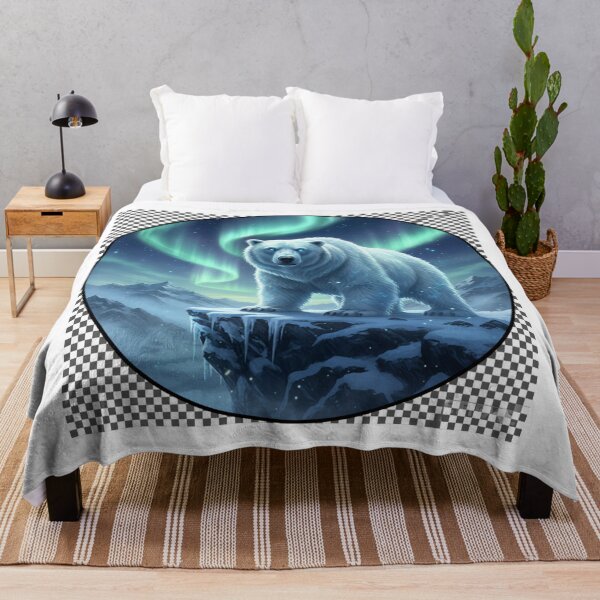 Item preview, Ice Bear Under Aurora Lights – Dark Fantasy Wildlife designed and sold by NeoTeeFusion.