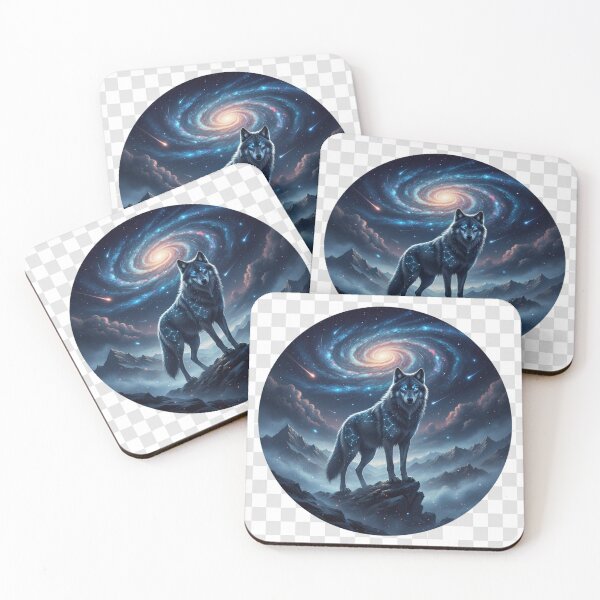 Item preview, Celestial Wolf Under Galaxy Sky – Dark Fantasy Wildlife designed and sold by NeoTeeFusion.