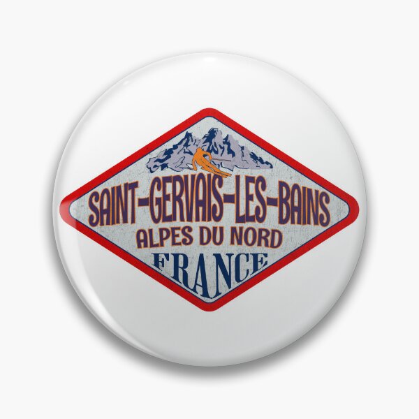 Item preview, Saint-Gervais-Les-Bains, Alpes du Nord, France, Vintage skiing badge design designed and sold by Wanderful-roads.