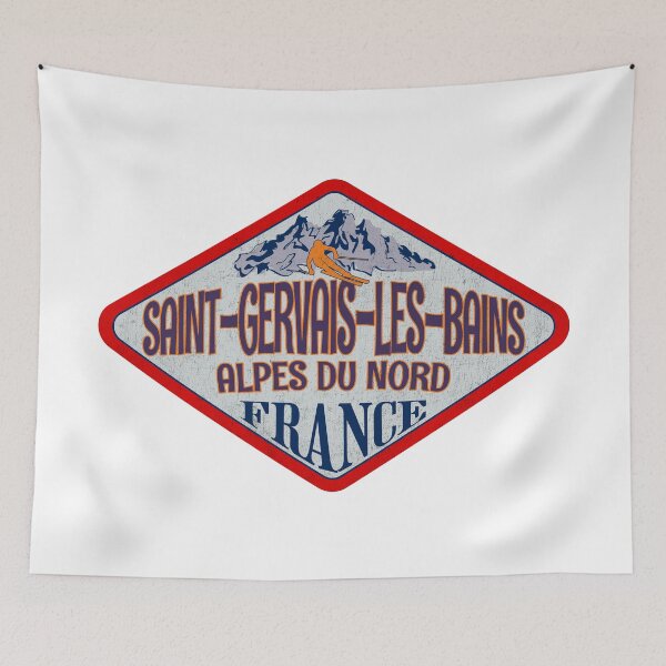 Item preview, Saint-Gervais-Les-Bains, Alpes du Nord, France, Vintage skiing badge design designed and sold by Wanderful-roads.