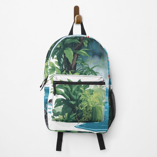 Item preview, Mistfall Haven – Rainforest Waterfall Sanctuary Illustration designed and sold by catcurio.