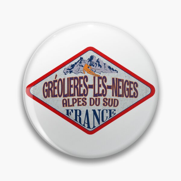 Item preview, Gréolières-les-Neiges, Alpes du Sud, France, Vintage skiing badge design designed and sold by Wanderful-roads.