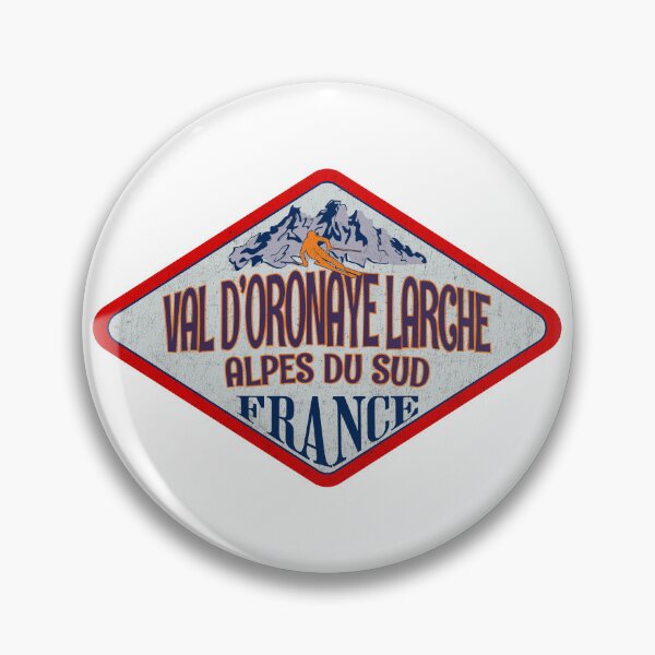 Item preview, Val d’Oronaye Larche, Alpes du Sud, France, Vintage skiing badge design designed and sold by Wanderful-roads.