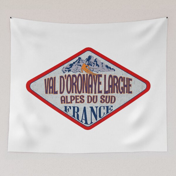 Item preview, Val d’Oronaye Larche, Alpes du Sud, France, Vintage skiing badge design designed and sold by Wanderful-roads.