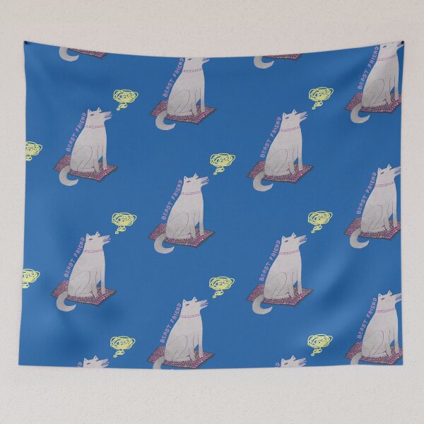 Item preview, Beast Friend — Ironic Dog Illustration on Blue designed and sold by Helenahel.