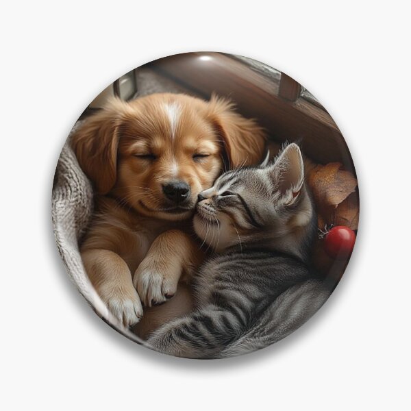 Item preview, Cozy Animal Companionship – Sleeping Puppy and Kitten designed and sold by AmetistLight.