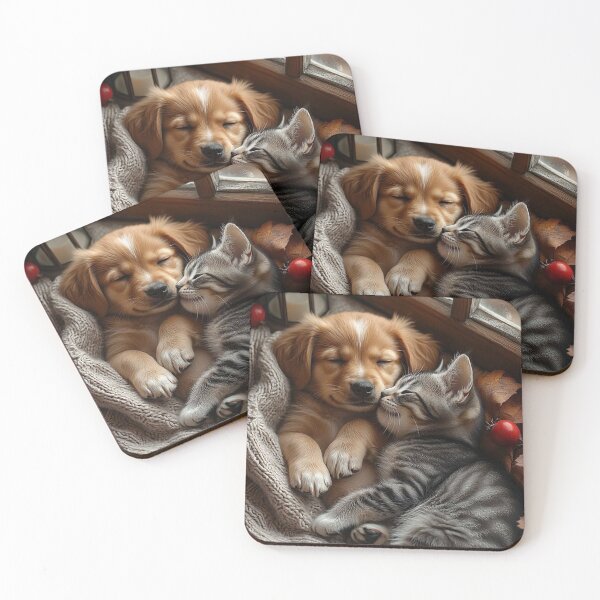 Item preview, Cozy Animal Companionship – Sleeping Puppy and Kitten designed and sold by AmetistLight.